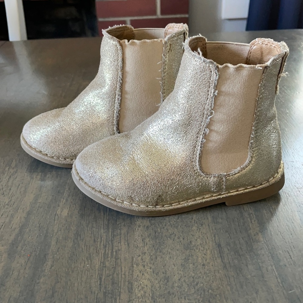 Gold JCrew toddler booties